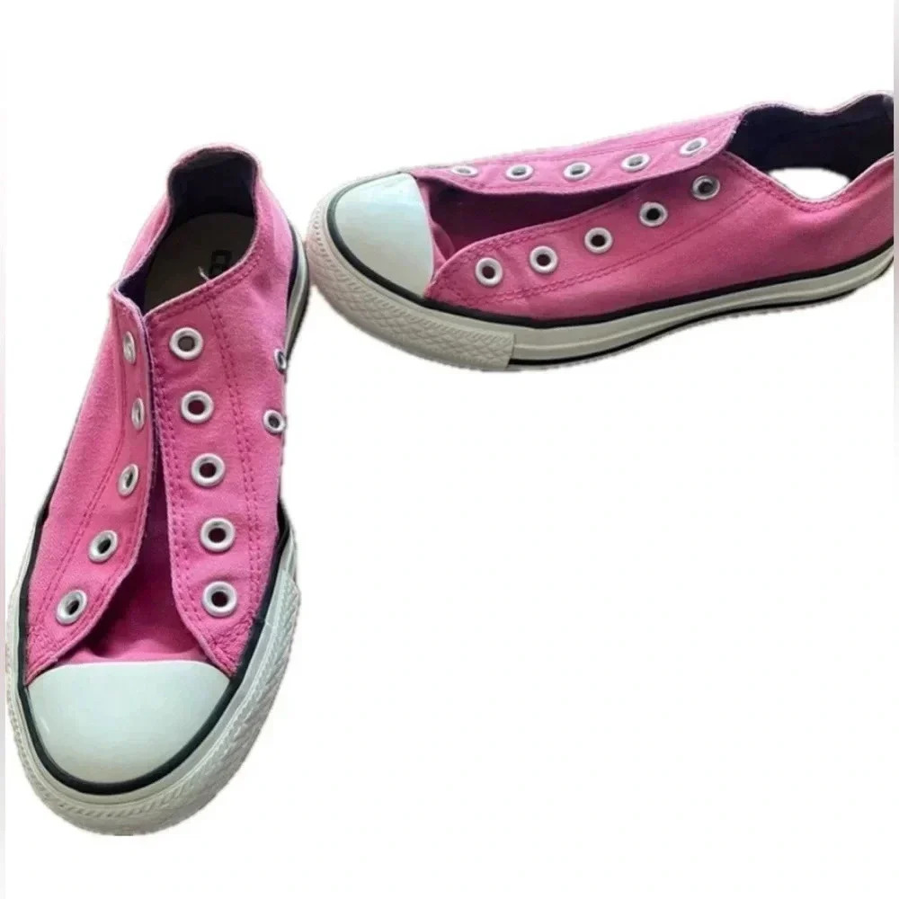 Converse Chuck‎ Taylor All Star Slip On Pink Canvas Low Top Sneakers WM 6 Mens 4